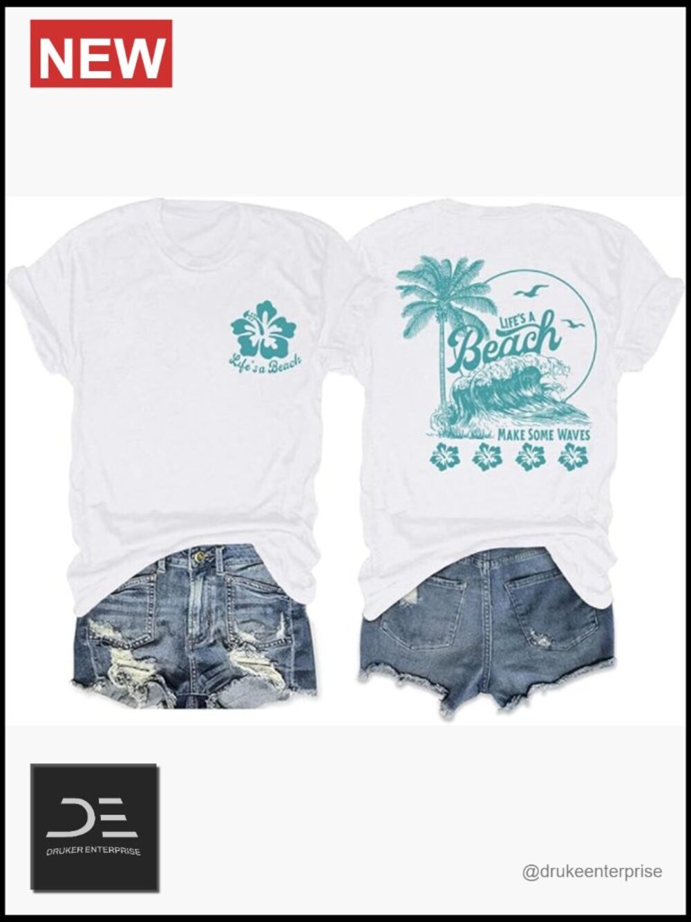 Women's Hawaiian Beach Graphic Tee Tropical Palm Tree Vacation Short Sleeve